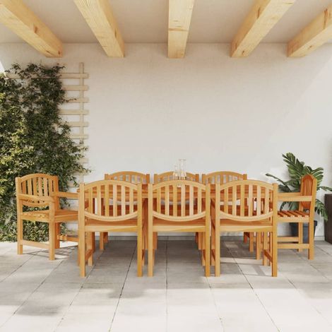 Garden Chair  Set of 8  Natural Teak  Solid Teak Wood  Standard vidaXL (1/5)