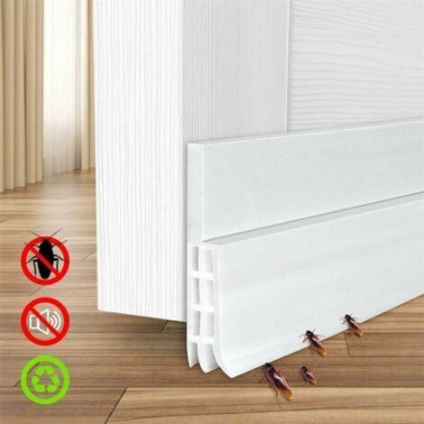Calfeutrer Bas de Porte, Bande d'Etanchéité en Silicone Souple Isolant Phonique Thermique Anti Bruit Poussière Stop à l'air Froid Anti Souris Fourmi Cafard Insectes (5 X 100 CM, Blanc) (1/4)
