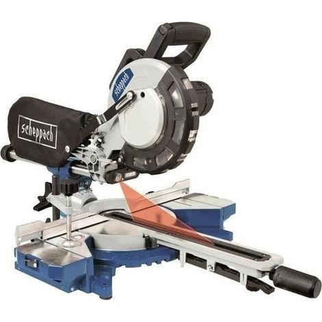 Sierra de inglete radial eléctrica SCHEPPACH 216 mm HM81LXU - 2000 W - Con láser, LED y 2 extensiones de apoyo (1/3)
