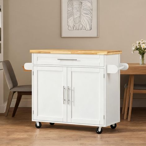 Buffet coloris blanc en gummiholz MDF 109 x 40 x 89 cm (1/5)