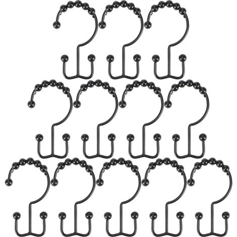 Lot de 12 crochets à huit perles en forme de montagne, crochets de rideau de douche artistiques double face, couleur noire. (1/5)