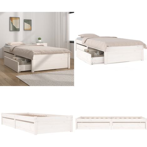 Giroletto Bianco con Cassetti 75x190 cm Small Single - Cassetti letto - Letto con cassetti