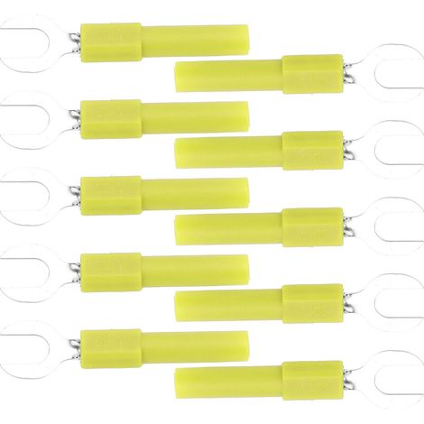 10 Stück Gabelkabelschuhe aus Messing, 6 mm/0,2 Zoll, Y-Typ, 4 mm/0,2 Zoll Loch, Bananenstecker, 30 V AC – 60 V DC (max.). 10AY Gelb (1/5)