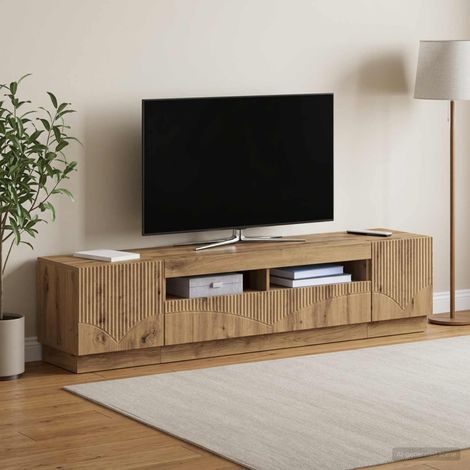 vidaXL Mueble de TV LED HOORN 3 uds. Roble artisan (1/5)