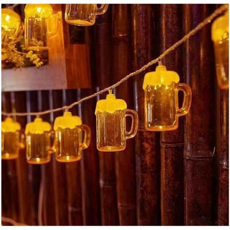 1 Guirlande lumineuse, 10 LED chope à bière, fil cuivre flexible, blanc chaud, décoration bar fête jardin (1/5)