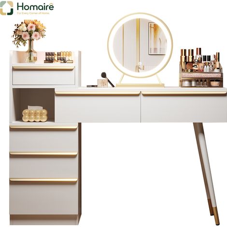 Colonne de rangement en tissu blanc avec couchage coulissant 100 x 41,5 x 102 cm HOMAIRE (1/5)