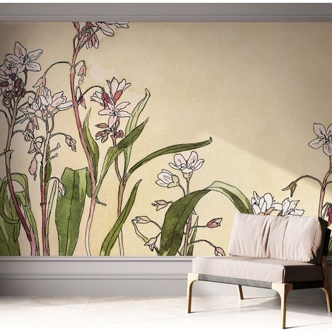 Fotomurale adesivo - parete decorativa - decorazione casa - stile moderno parete - Eleganza floreale 312x219 cm (1/5)