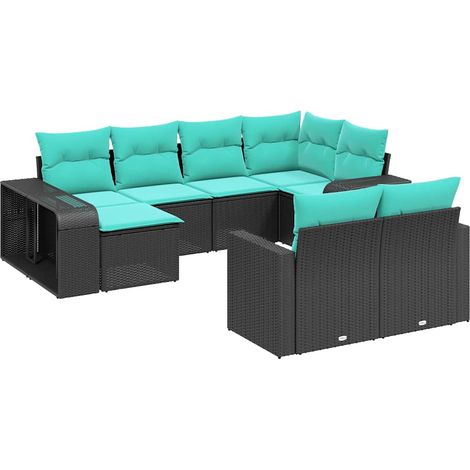 Maison Exclusive - 10-teiliges Gartensofa-Set mit Kissen, schwarz (1/5)