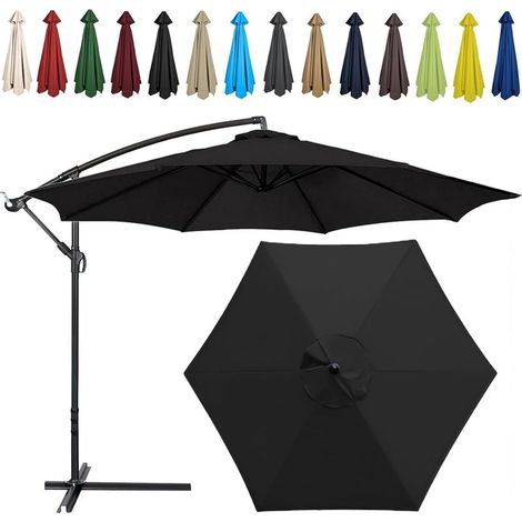 (Color:Black)Auvent De Remplacement Pour Parasol, 2 M, 6 Baleines, Tissu De Rechange Pour Parasol, Toile De Rechange Pour Parasol Remplacez L'ancien Auvent Auvent De Rechange (1/5)