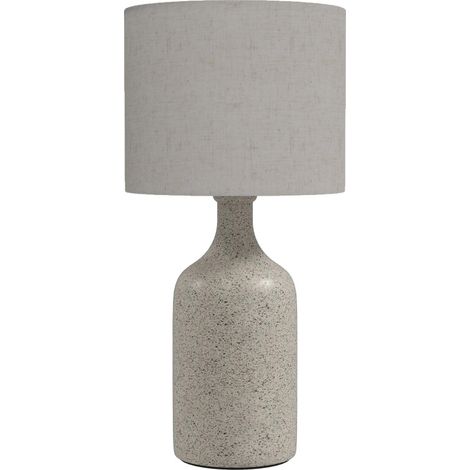 CHICFURN Lampe de table 22 x 22 x 45 cm en céramique beige, abat-jour en lin, style vintage (1/5)