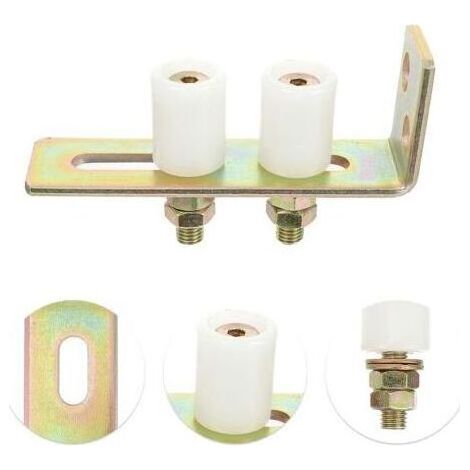 Guide de portail coulissant avec support en L, double rouleau en nylon réglable pour portes coulissantes de patio (1/5)