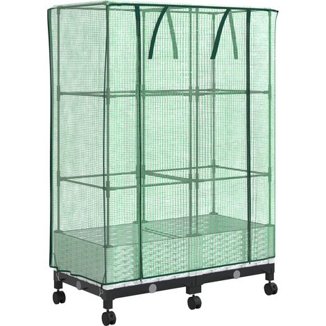 Gartenplanter mit Gewächshausabdeckung und Rädern 2 Stk. Weiß vidaXL