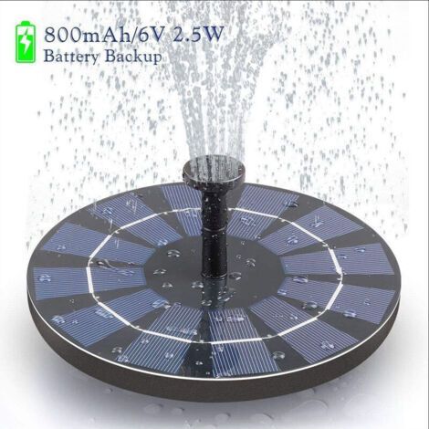 Batterie au lithium intégrée 3W 6 arroseurs fontaine de bain d'oiseau de jardin solaire (1/4)