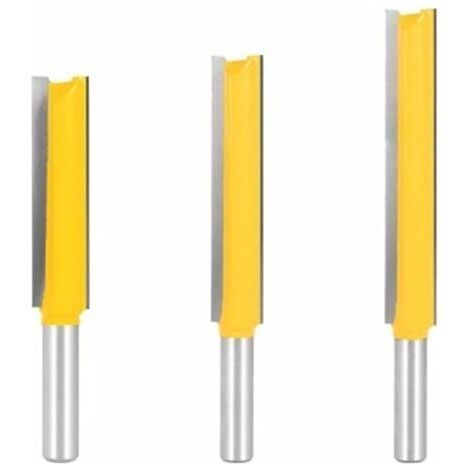 3Pcs 8mm Queue Fraises de Fraisage extra longues, Fraise Bois Fraise Extra-longue Fraise droite bout 8mm x 1/2quot x 50mm, 8mmx 1/2quot x 63mm, 8mmx 1/2quot x 76mm