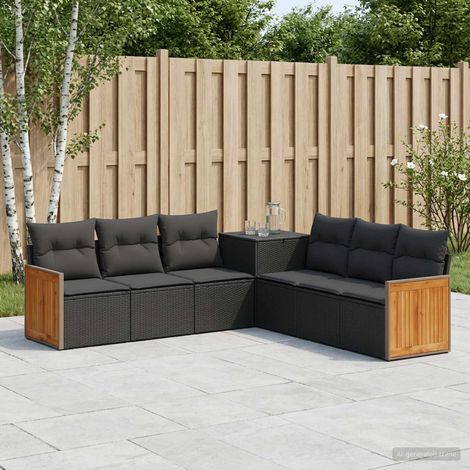 vidaXL Set di divani 7 pz Nero Rattan sintetico e Acciaio (1/5)