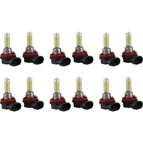 Convient pour 12 ampoules de phares et de feux antibrouillard automobiles H11 3000K à lumière jaune ultra-brillante de 12 V et 55 W. (1/4)