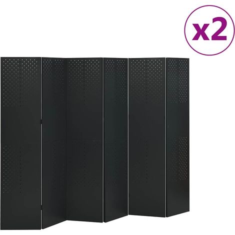 vidaXL 6-Panel Room Dividers 2 pcs Black 240x180 cm Steel (1/5)