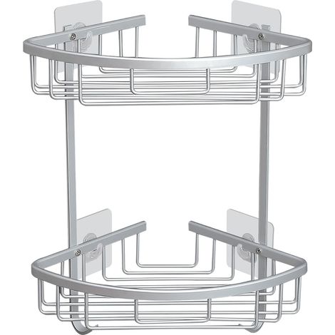 Étagère de douche, étagère d'angle de salle de bain, panier de douche, receveur de douche sans perçage, adapté aux cabines de douche d'angle et aux chariots de douche (1/5)