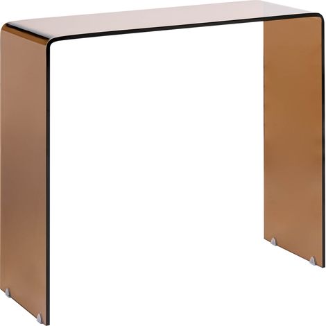Consola minimalista de vidrio templado transparente 90 x 30 cm marrón Kendall