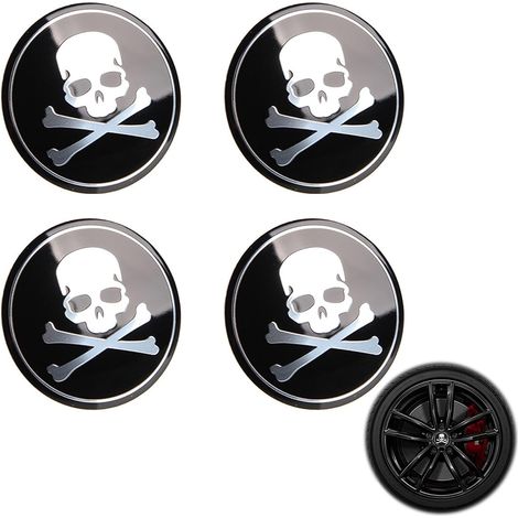 4pcs Skull Hub Caps Cap Casquettes de moyeu de roue universels pour voiture, cache-moyeu 56 mm, tête de mort (1/5)
