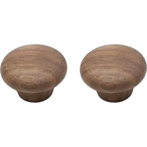 Set di 2 pomelli per cassetti in legno di noce a forma di fungo da 38 mm con viti – Maniglie per porte in legno naturale – Maniglie per mobili di armadi, guardaroba e credenze (1/5)