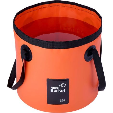 Seau Pliant 20L - Portable Seau Pliable Transporteur d'eau Bac De Lavage pour Camping Randonnée Pêche Voyage Orange (1/5)