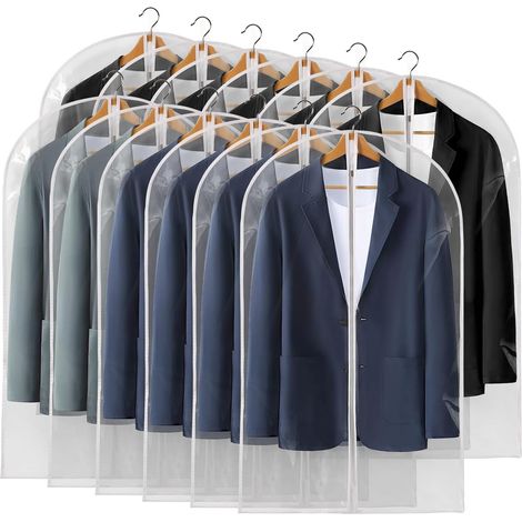 Sac De Rangement Pour Vêtements Accrochés - 40 Pouces - Matière PEVA Transparente Et Étanche - Fermeture Éclair En Acier Inoxydable - Lot De 12 (1/5)