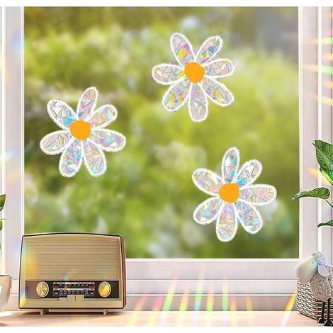 Daisy Suncatchers Autocollants de fenêtre Prism Autocollants de fenêtre transparents Anti collision Autocollants de fenêtre Avertissement Collision Autocollants attrape soleil Autocollant Protège les (1/5)