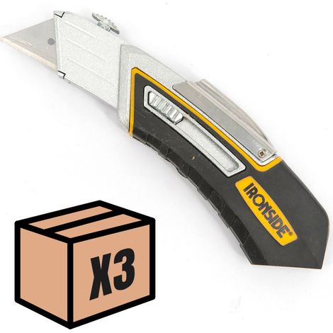 Lot de cutters rétractables Ironside avec poignée ergonomique et rangement à la ceinture Taille - Lot de 3 (1/5)