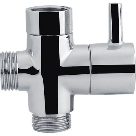 3-Wege-T-förmiges Umstellventil für Dusche, WC, Bidet, Wasseranschluss, verchromt (1/5)
