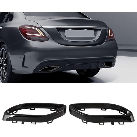 SJLERST Couvercles de tuyau d'échappement-1 paire de cache-tuyaux d'échappement pour noir pour Mercedes Benz A B C E GLC CLS‑Class W177 W247 W205 W213 X253 C257 (1/5)