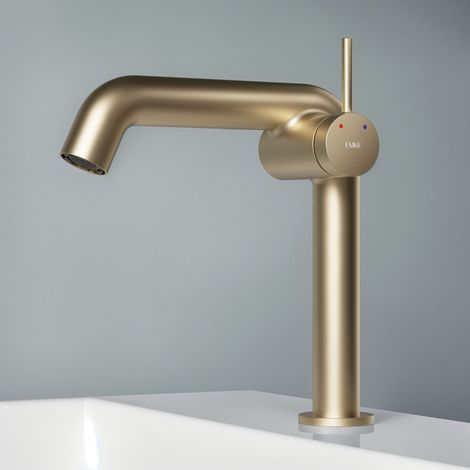EMKE Wasserhahn Bad 222 x 200 x 76 mm Champagnergold Badarmatur mit Luftsprudler Waschtischarmatur Mischbatterie Waschbecken-Armatur (1/5)