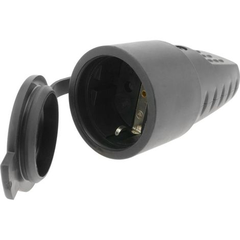 Prise de courant schuko droit femelle IP44 noir (1/5)