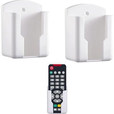 Lot de 2 supports muraux pour télécommandes - Organisateur de télécommande - Porte-stylo - Support mural pour climatisation - Étagère de rangement (1/5)