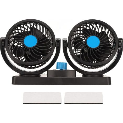 USB-Autoventilator – Zwei um 360° schwenkbare Köpfe, leiser bürstenloser Motor, tragbar und kompakt, ideal für den Sommer