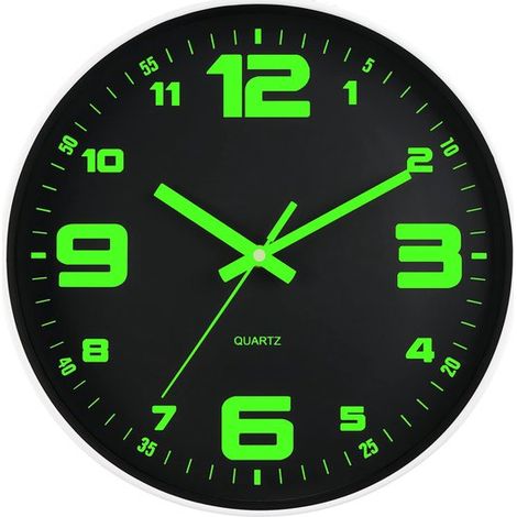 Horloge murale numérique - Horloge de cuisine - Horloge murale - Horloge murale analogique - Horloge murale silencieuse (sans tic-tac) - Veilleuse sans piles - Design minimaliste 30 cm - Installation (1/5)