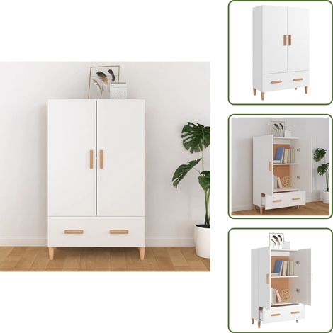 Buffet Blanc 70x31x115 cm Bois d'ingénierie - Buffet - Meuble De Rangement - Commode - Armoire Blanche - Mobilier Moderne