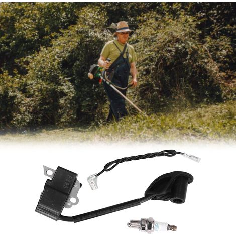 Bobine d'allumage et bougie compatibles avec les débroussailleuses STIHL FS90R, FS110R, FS110 et KM110R. (1/5)