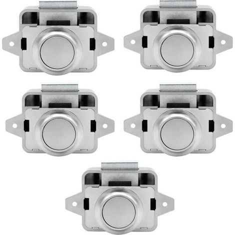 Druckknopfriegel – Starlight schlüsselloses Schrankschloss, Schranktürknauf für Wohnmobil, 5er-Pack, Silber (1/4)