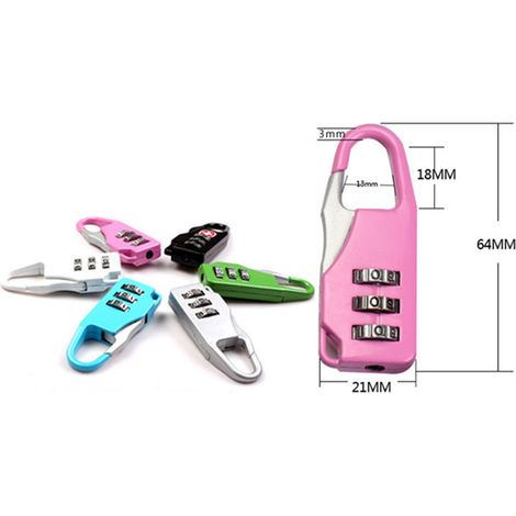 Coffret de sécurité à code à 3 chiffres en alliage de zinc pour valise, tiroir ou boîte à outils - Rose (1/5)