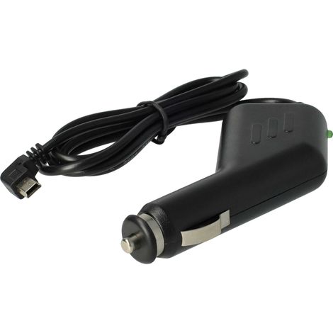 vhbw Autoladekabel Mini-USB 12V Zigarettenanzünder Adapter 1,0 A für GPS, Mp3-Player, Navi, 90° Stecker Schwarz