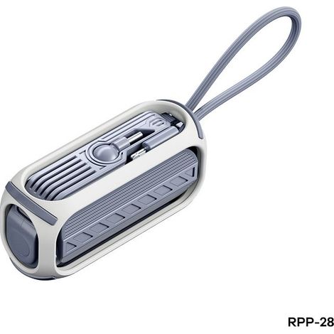 Externer Akku in Kapselform, 20-W-Schnellladefunktion, 5000 mAh, mit Typ-C-Kabel + iPH, tragbarer Mini-Akku (grau) (1/5)
