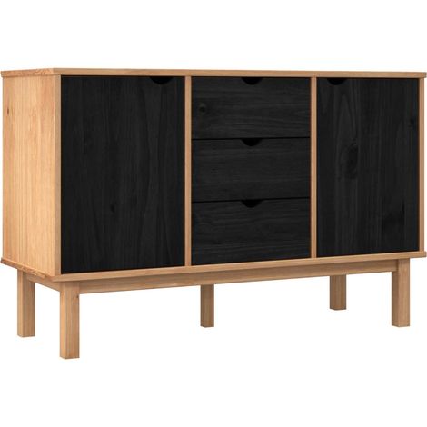 Aparador OTTA Negro 113,5 x 43 x 73 cm Madera de Pino Maciza vidaXL