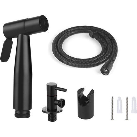 Stainless Steel Toilet and Bidet Spray, Bidet Spray Kit, Faucet Spray, Toilet Hand Shower (Black) (1/3)
