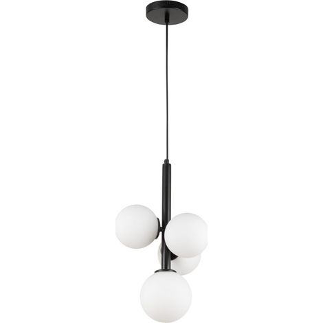 Suspension moderne noire 4 globes blancs G9 Sigma Perla (1/5)