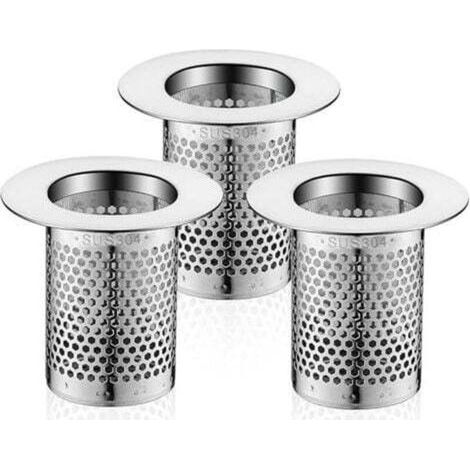 Filtre a Cheveux Douche, 3 Pièces Inoxydable Filtre Lavabo Salle de Bain, 5,5 × 5cm Bouchon Lavabo Filtre pour Balcon (1/3)