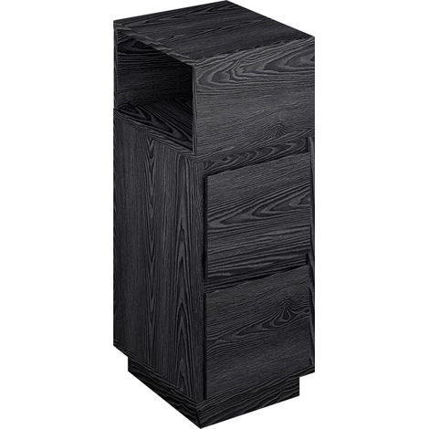 Levede Slim Bedside Table Storage Nightstand with 2 Drawers & Open Shelf Black
