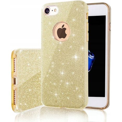 CUSTODIA CON GLITTER DORATI E LUCENTEZZA PER APPLE IPHONE 7, 8 E SE + VETRO (1/5)