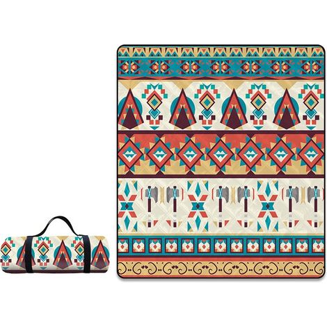 APEX Couverture de Pique-Nique Graphiques en couleur, 200x200cm,Lavable Couverture de Pique-Nique avec Poignée,pour Camping, Parcs,Voyage (1/3)
