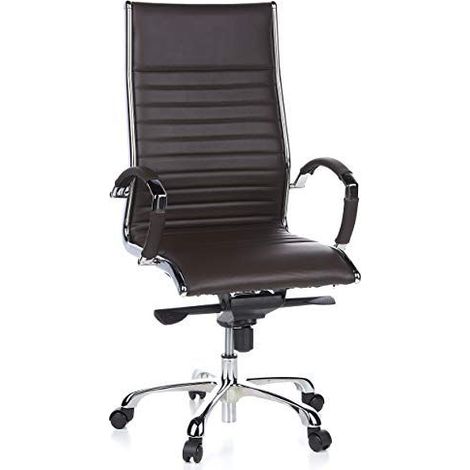 Siège de bureau / Fauteuil de direction PARMA 20, cuir marron, chromé hjh OFFICE